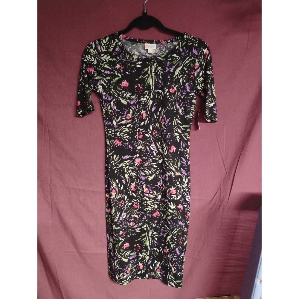 Womans Lularoe Julia Black Multicolor Dress  Size XXS